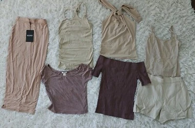 7 Y2K MODA Prendas para el torso Camisa Falda sin mangas Aritzia Missguided S Pequeño LOTE Rosa Marrón  Foto 1 de 4