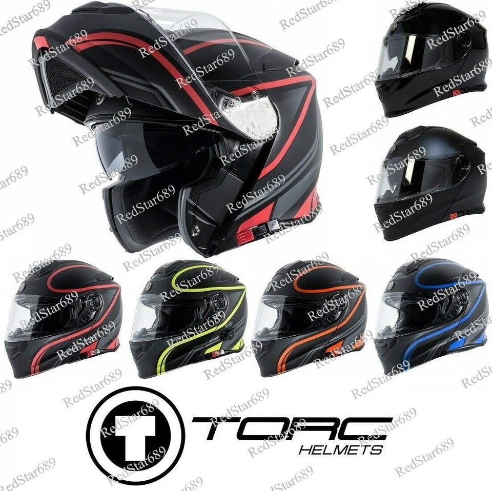 TORC T28 Flip Up Modular Full Face Motorcycle Helmet Dual Visor- DOT ECE 22.05 - Image 1 of 1