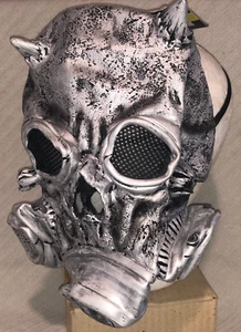 PARTY KING Silver PVC Rubber Scary Skull Face Mask Halloween Costume RN#128910 - Picture 1 of 12