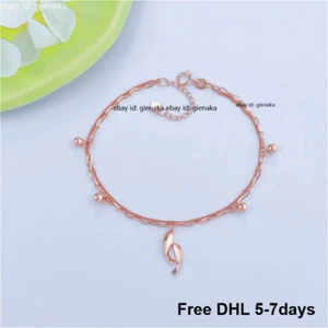 Pure 18K Rose Gold Au750 Double Layer Chain Women Bracelet 6.3+1in 2.35-2.55g - Picture 1 of 3