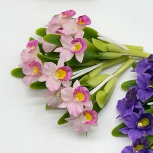 5 bundles Miniature Pink Cattleya orchid, Miniature Flower  Dollhouse 1:12 - Imagen 1 de 4