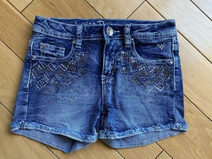 Justice premium jean shorts with gold/silver design (sz 12S) EUC - Picture 1 of 5