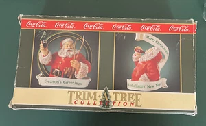 Coca-Cola Trim-A-Tree Christmas Ornaments 1992 Set of 2 In Original Box Coke - Picture 1 of 7