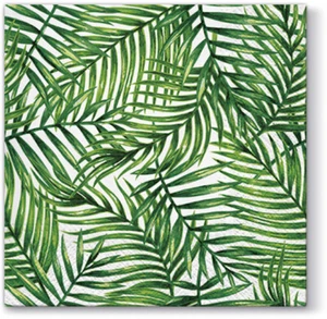 Green TROPICAL LEAVES Paper Lunch Napkins 20pcs Florida Hawaiian Summer Party - Picture 1 of 1
