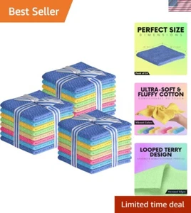 Luxury Set of 24 Soft Cotton Washcloths for Kitchen & Bathroom Use - 12x12 - Picture 1 of 9