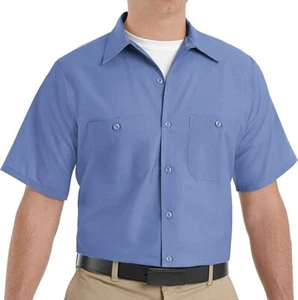 Red Kap Men's Industrial Work Shirt, Regular Fit, Short Sleeve, Postman Blue - Picture 1 of 3