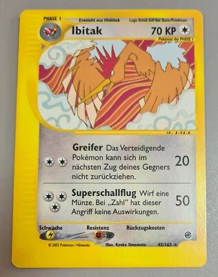 Ibitak # 45/165 Rare aus Expedition Basis-Set von 2002 Pokemon DE Mint Vintage - Bild 1 von 3