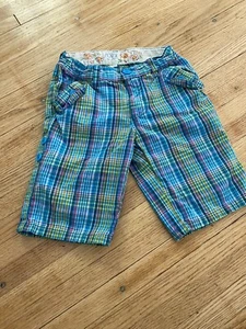 1989 Place Bermuda Shorts Size 6X/7 Girl's Plaid Blue Zip Adjustable Waist - Picture 1 of 5
