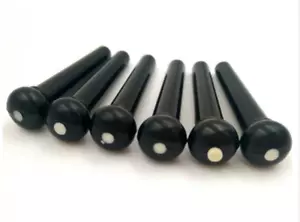 6PCS Acoustic Guitar Bridge Pins Plastic String End Peg (Black Colour) A021BK - Picture 1 of 3