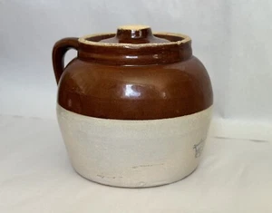 Vintage 3-Quart Stoneware Bean Pot W/Lid - Robinson Ransbottom Blue Crown U.S.A - Picture 1 of 7