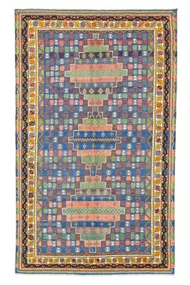 Alfombra grande tribal marroquí tejida a mano de lana 6,9 x 11,4 pies alfombra Kilim bordada Foto 1 de 4