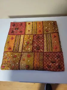 Pier 1 Imports Beaded Geometric Throw Pillow Cover Red 16”x16” - Picture 1 of 3