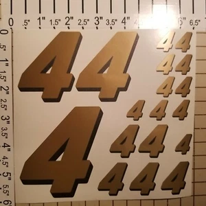 Gold w/Black Shadow #4's Racing Numbers Vinyl Decal Sheet 1/10-1/12 Speed - Picture 1 of 11