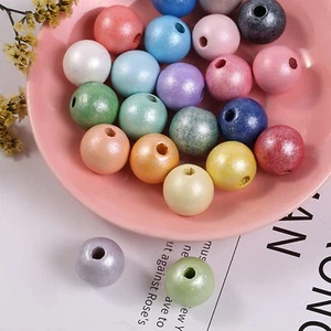 200pcs Pearlized Luster Wood Round Beads 8mm Color for Choice Jewelry Craft DIY - Picture 1 of 14