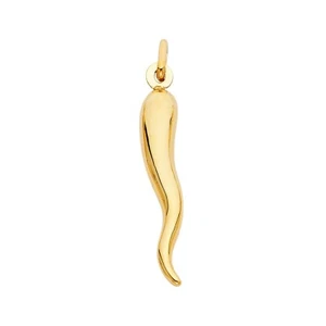 14K Yellow Gold Cornicello Italian Horn Pendant - Picture 1 of 4