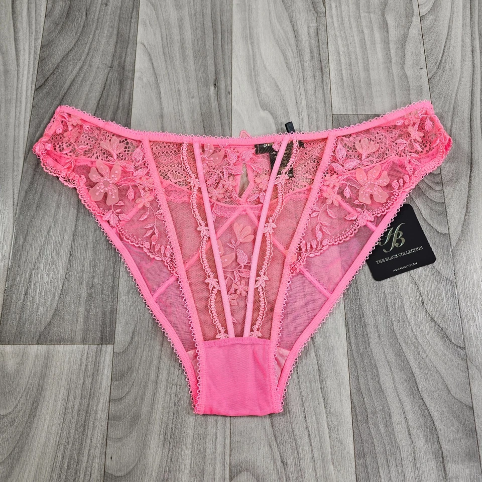 Honey Birdette Sabrina Candy Pink Floral Brief Panty Size XS Valentine's Day