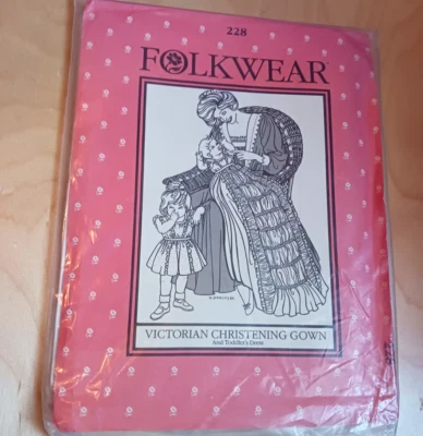 Victorian Christening Gown & Toddler Dress Sewing Pattern Folkwear 228 New Uncut - Image 1 of 4