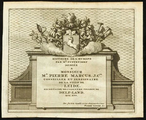 1710 - Frontispicio Dedicado Grabado De Puffendorf. Historia De Europa. Leida - Imagen 1 de 1