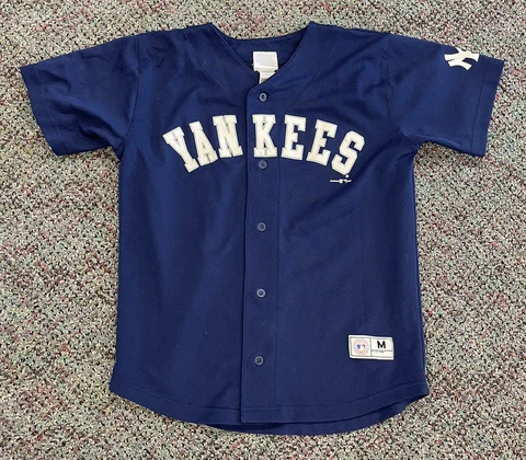 new York Yankees jason giambi majestic mlb baseball jersey YOUTH Medium blue Cover