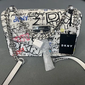 NWT *RARE* DKNY Women's Elissa Medium Leather Graffiti Shoulder Bag Purse - Picture 1 of 7