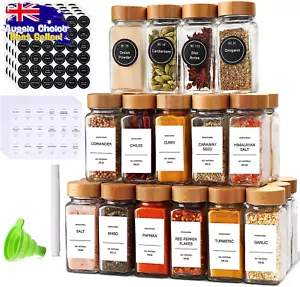 Spice Jars with Labels Bamboo Lids 24pcs Kitchen - Picture 1 of 12