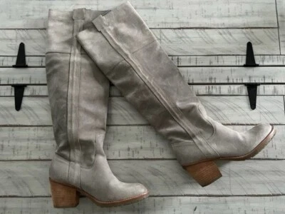 Botas altas REPORT Belzer acima do joelho couro camurça tamanho. 8,8 - Imagem 1 de 4