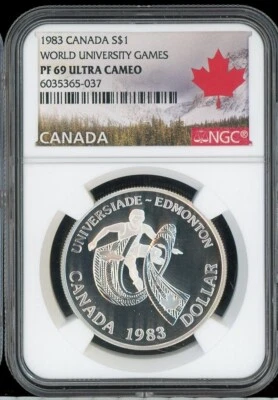 1983 Canada World University Games Dollars NGC PF 69 - Image 1 of 2