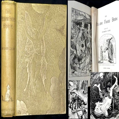 1895 YELLOW FAIRY BOOK ANDREW LANG ORIGINAL CLOTH FANTASY FAIRY TALE ANDERSEN - Image 1 of 4
