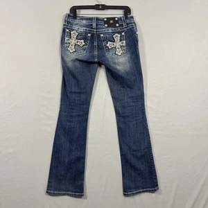 Miss Me Jeans Womens 30x32 Blue Relaxed Bootcut Low Rise Y2K Dark Wash 27 Wings - Picture 1 of 12