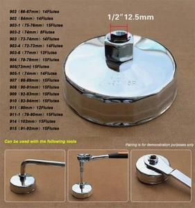 Oil Filter Wrench Housing Socket Type Removal Tool 66~102mm 8/12/14/15/18 Flutes - Picture 1 of 9