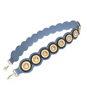 FENDI Shoulder Bag Strap Blue Leather Studded Women's - Picture 1 of 7