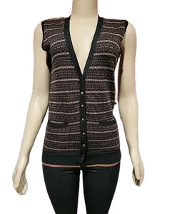 Rozae Nichols Size S Women's Knit Striped Button Up Women's Vest Sweater #3 - Picture 1 of 9