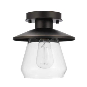 Northmoore 1-Light Oil Rubbed Bronze and Glass Semi-Flush Mount - Picture 1 of 8