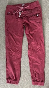 Working Class Hero Mens Red Fashion Cargo Combat Trousers Cuffed Pants Size 36 L - Picture 1 of 10