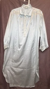 Christian Dior Lingerie Blue Satin Nightgown Lace Boudoir Bridal Modest VTG 80s - Picture 1 of 4