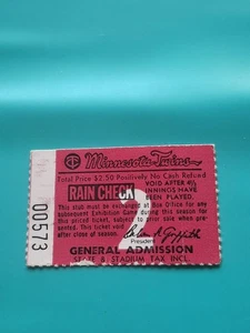 1970s MLB Minnesota Twins Undated Ticket Stub - Picture 1 of 2