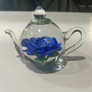 Dynasty Gallery Heirloom Collection Glas Rose Glas Teekanne Briefbeschwerer - Bild 1 von 5