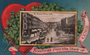 Grüße aus dem Herzen von Cork St. Patrick Street Cork Irland Postkarte 1919 - Bild 1 von 2