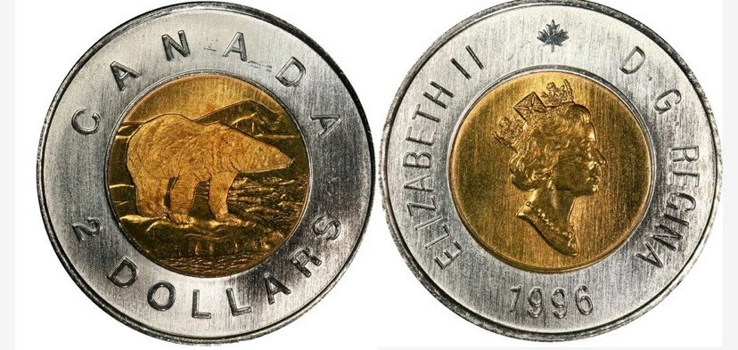 1996 $2 German Planchet Toonie Two Dollar Coin BU - Image 1 of 1