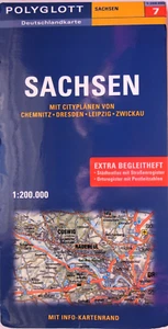 SACHSEN - Polyglott Deutschlandkarte Bl. 7 mit Extra Begleitheft, 1 : 200.000 - Bild 1 von 2