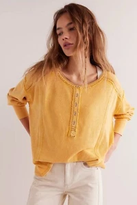 Free People We The Free Taylor Henley Tunika Oberteil bestickt Pullover L 275948 - Bild 1 von 9