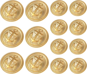 14 Teile Metall Gold Blazer Knöpfe Set 18 mm 23 mm für Anzug Mantel Jacke - Bild 1 von 12