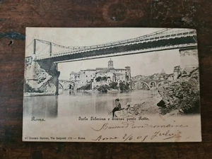 CARTOLINA ROMA ISOLA TIBERINA E AVANZI PONTE ROTTO - Picture 1 of 2