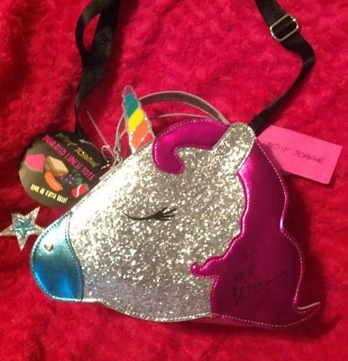  Betsey Johnson KITSCH Glitter "UNICORN"  Insulated Lunch Box Tote Crossbody NWT - Image 1 of 4