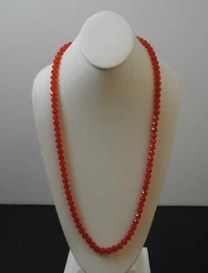 Vintage Translucent Faceted Red Bead Necklace No Clasp About 30" W54 - Picture 1 of 11