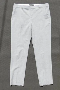BANANA REPUBLIC US Women’s M 8 Crosshatch Gray Stretch Wool RYAN Slim Pants EUC - Picture 1 of 5