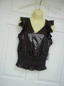 Nine West Blouse Top Shirt Medium Shiny Black NEW WITH TAGS - Picture 1 of 5