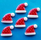 Resin Flat Backs TINY SANTA HATS Father Christmas Eve Claus Red Craft Cabochons
