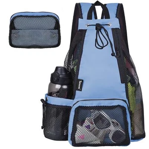 Swim Bag Beach Backpack with Padded Shoulder Strap Mesh Backpack with Wet Poc... - Picture 1 of 9