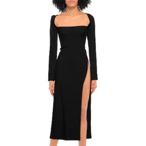 Ann Demeulemeester schwarz Langarm hoher Schlitz Kleid 8 Neu mit Etikett - Bild 1 von 16